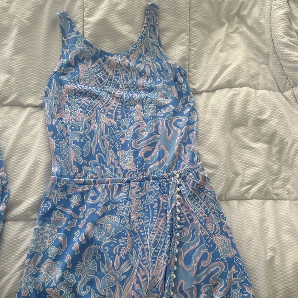 Lilly Pulitzer brand new wo tags never worn pompom overlay detail romper medium